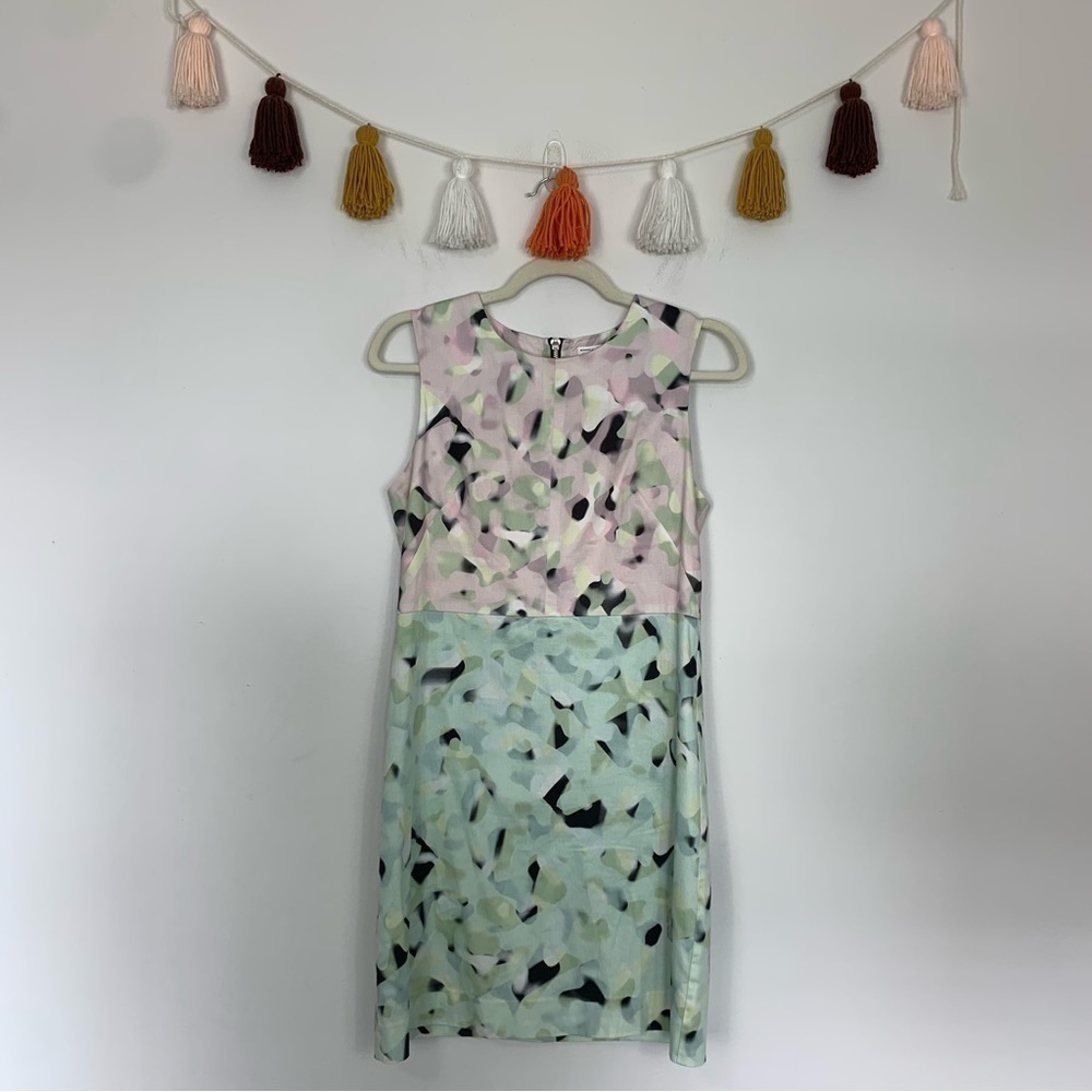 Milly Eloise Shift Dress Pastel Green Purple Size 6
